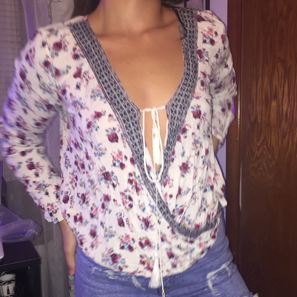 White long sleeve top